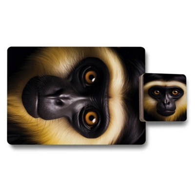 Benjamin Tate Design Monkey Face Placemat And Coaster Set Of 12 11X8 Placemats And 3.7X3.7 Coasters from B&Q