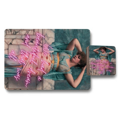 Benjamin Tate Design Designer Placemats And Coaster Set 12 Pieces Wood Bottom 11X8 3.7 Coasters from B&Q