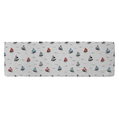 Benjamin Tate Design Red & Blue Sailboats Runner Special Soft Home Rug from B&Q
