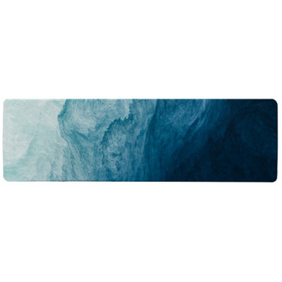 Benjamin Tate Design Abstract Blue Liquid Fluid Designer Runner Special Soft Home Rug from B&Q