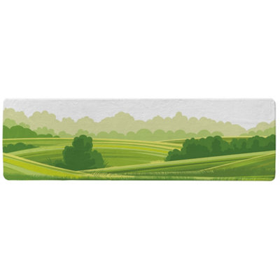 Benjamin Tate Design Countryside Landscape Illustration Designer Runner Special Soft Home Rug from B&Q
