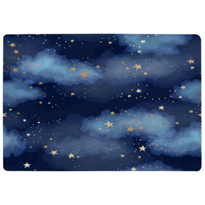 Benjamin Tate Design Dark Blue Sky With Gold Foil Constellations Designer Special Soft Home Rug from B&Q