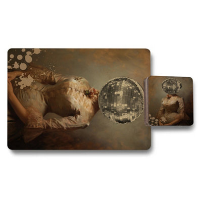 B&Q -  Set Of 12 Placemats And Coasters With Designer Artwork And Wood Bottom