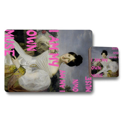 B&Q -  Set Of 12 Placemat And Coaster Set 11X8 Placemat 3.7X3.7 Coaster Artwork