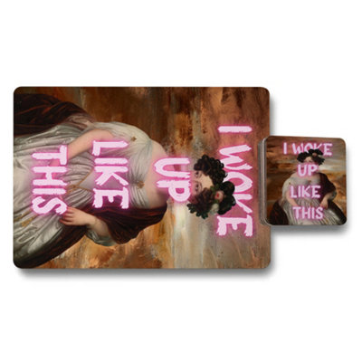 B&Q -  Designer Artwork Placemat Coaster Set 12 Pieces With Wood Bottom