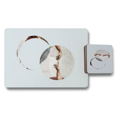 B&Q -  Set Of 12 Placemats And Coasters With Designer Artwork Wood Bottom