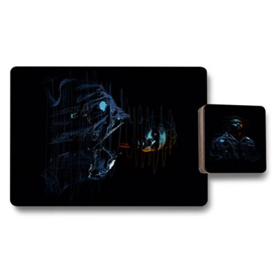 B&Q -  Designer Artwork Placemat And Coaster Set 12 Piece 11X8 Placemats Wood Bottom