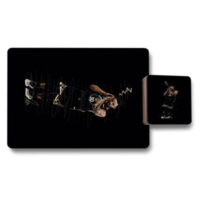 Benjamin Tate Design Basketball Themed Placemat Coaster Set 12 Pieces 11X8 Placemats 3.7X3.7 Coasters from B&Q