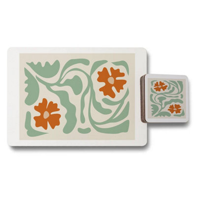 Benjamin Tate Design Set Of 12 Floral Placemats And Coasters With Wood Backing from B&Q