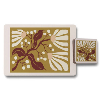 B&Q -  Set Of Placemats And Coasters With Designer Artwork Wood Bottom