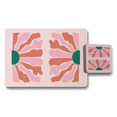 B&Q -  12 Piece Placemat And Coaster Set With Designer Artwork And Wood Bottom