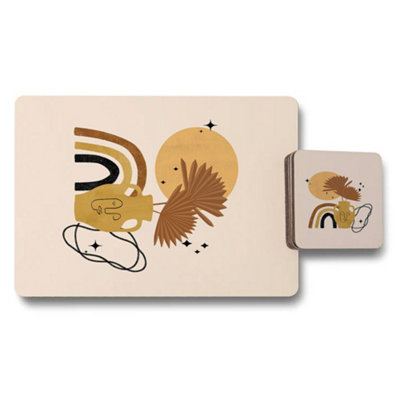 B&Q -  Set Of 12 Placemats And Coasters With Designer Artwork And Wood Bottom