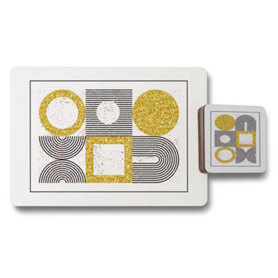 B&Q -  Set Of 12 Placemat Coaster Set 11X8 Placemats 3.7X3.7 Coasters Wood Bottom
