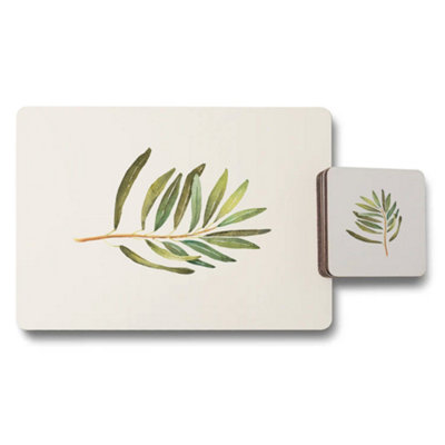 B&Q -  Set Of 12 Placemats And Coasters With Botanical Leaf Design
