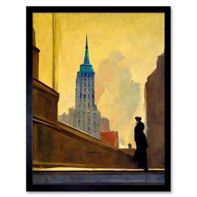 Artery8 Framed Wall Art 5Th Avenue New York At Sunrise Watercolour Painting12X16 Inch