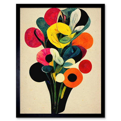 Artery8 Framed Wall Art Kandinsky Inspired Abstract Multicolour Flower Bouquet12X16 Inch from B&Q