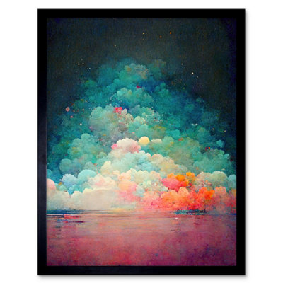 Artery8 Framed Wall Art Beach Sunset In Bubble Clouds Dreamy Surreal Abstract12X16 Inch from B&Q