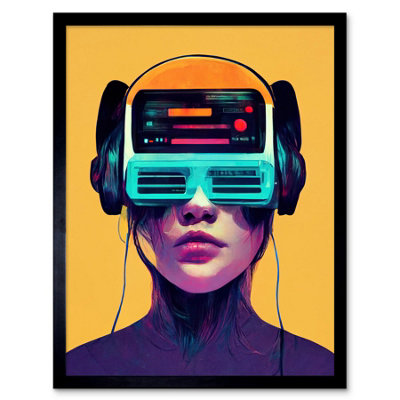 Artery8 Framed Wall Art The Gamer Streaming Vr Headset Retro Futurist Kids12X16 Inch from B&Q