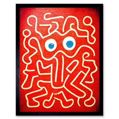 Artery8 Framed Wall Art Line Drawing On Red With Googly Eyes12X16 Inch from B&Q