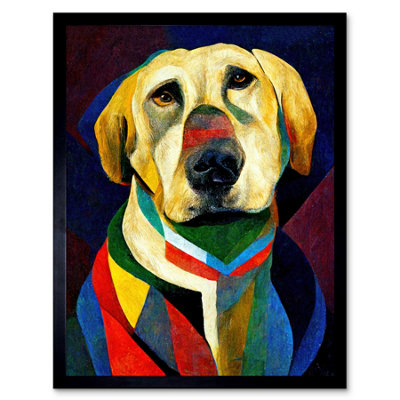 Artery8 Framed Wall Art Kandinsky's Dog Abstract Multi-Coloured Oil Painting12X16 Inch from B&Q