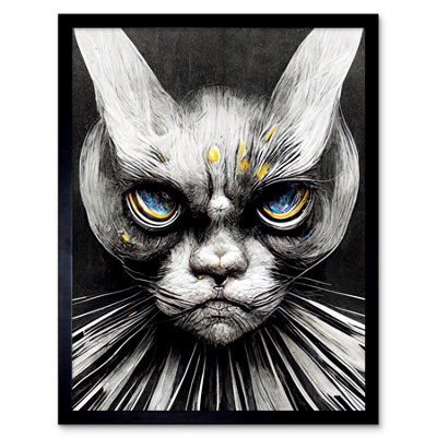 Artery8 Framed Wall Art The Sultan Of Cat Land Fantasy Gothic Cat Portrait12X16 Inch from B&Q