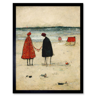 Artery8 Framed Wall Art Perfect Day For A Walk Couple Beach Scene12X16 Inch from B&Q