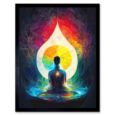 Artery8 Framed Wall Art 7 Chakra Meditation Energy Rainbow Relaxation12X16 Inch from B&Q