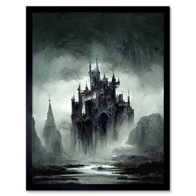 Artery8 Framed Wall Art Dark Gothic Castle Fantasy Landscape12X16 Inch from B&Q