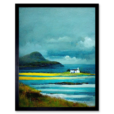 Artery8 Framed Wall Art Isle Harris White Crofters Cottage Scotland Seascape12X16 Inch from B&Q