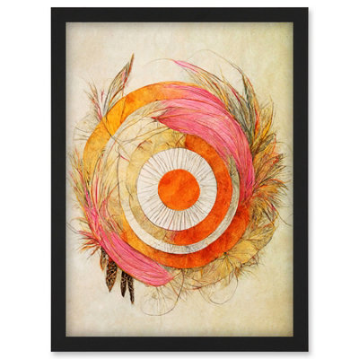Artery8 Abstract Dreamcatcher With Feathers In Soft Pastel Palette Wall Art PrintA4 Size from B&Q