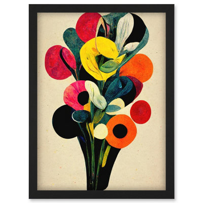 Artery8 Kandinsky Inspired Abstract Multicolour Flower Bouquet Wall Art PrintA4 Size from B&Q