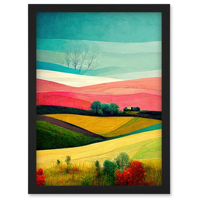 Artery8 Four Seasons Colourful Modern Country Landscape Painting Wall Art PrintA4 Size from B&Q