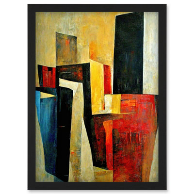 Artery8 Bold Modern Abstract Cubism Acrylic Painting Wall Art PrintA4 Size from B&Q