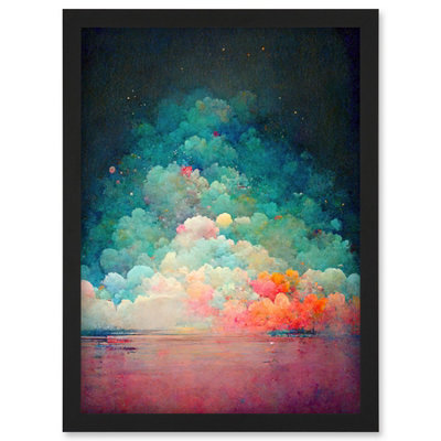 Artery8 Beach Sunset In Bubble Clouds Dreamy Surreal Abstract Wall Art PrintA4 Size from B&Q