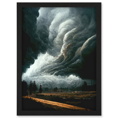 B&Q -  The Storm Rolls In Oil Painting Clouds Countryside Wall Art PrintA4 Size