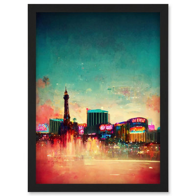 Artery8 Modern Las Vegas Skyline Colourful Acrylic Cityscape Wall Art PrintA4 Size from B&Q