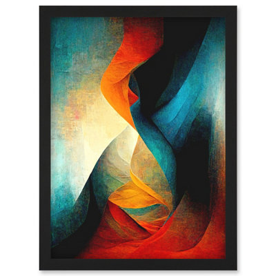 Artery8 Abstract Modern Acrylic Painting Organic Red Blue Orange Wall Art PrintA4 Size from B&Q