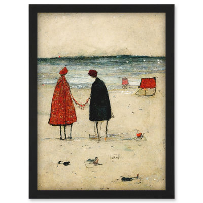 Artery8 Perfect Day For A Walk Couple Beach Scene Wall Art PrintA4 Size from B&Q