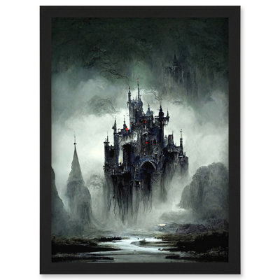 Artery8 Dark Gothic Castle Fantasy Landscape Wall Art PrintA4 Size from B&Q