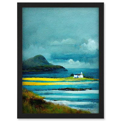 Artery8 Isle Harris White Crofters Cottage Scotland Seascape Wall Art PrintA4 Size from B&Q