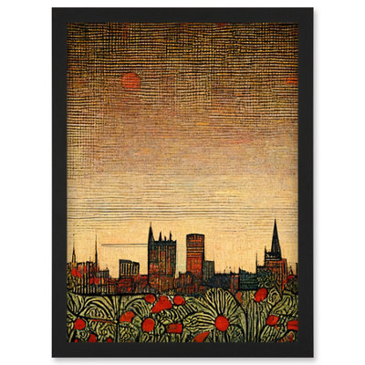 Artery8 Floral City Skyline Poppies William Morris Wall Art PrintA4 Size