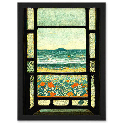 Artery8 A Sea View Seaside Beach Flowers William Morris Wall Art PrintA4 Size