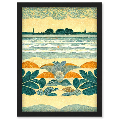 Artery8 Seaweed Sunshine And Seashells Beach Scene Seascape Wall Art PrintA4 Size from B&Q