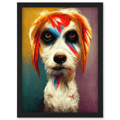 Artery8 Aladdin Sane Ziggy Stardust Terrier Dog Fun Quirky Painting Wall Art PrintA4 Size from B&Q