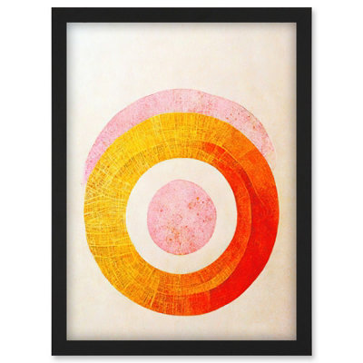 Artery8 Boho Abstract Line Painting Pastel Patterned Autumn Circles Of PinkYellow And Orange Wall Art PrintA4 Size from B&Q