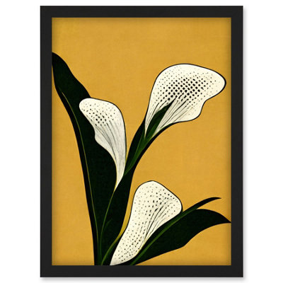 Artery8 Art Deco Pop Art White Calla Lily Flower Plant Wall Art PrintA4 Size from B&Q