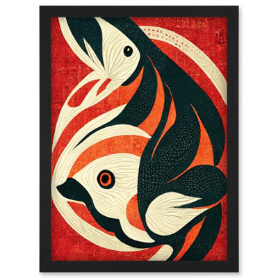 Artery8 Abstract Stylised Japan Koi Carp Fish Painting Wall Art PrintA4 Size from B&Q