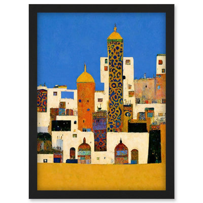 Artery8 Moroccan Cityscape Buildings Klimt Style Bold Wall Art PrintA4 Size from B&Q