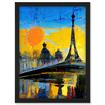 Artery8 Modern Bright Abstract Paris At Sunrise Cityscape Eiffel Tower Wall Art PrintA4 Size from B&Q