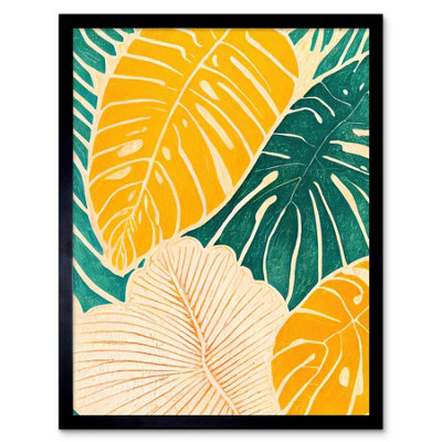 Artery8 Framed Wall Art Tropical Monstera Cheese Plant Leaf Boho Painting12X16 Inch from B&Q